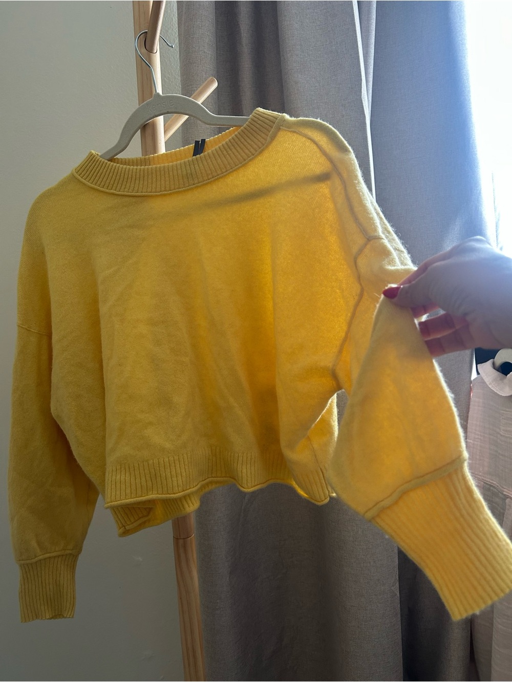 Anthropologie Bright Yellow Cropped Cashmere Sweater